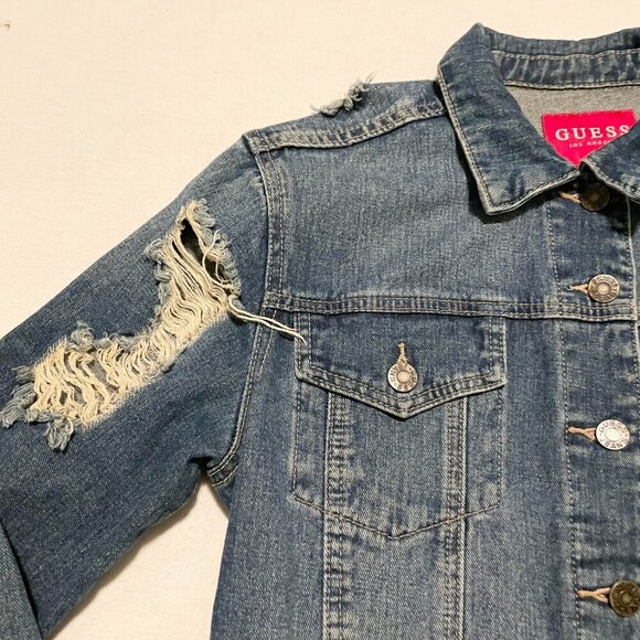 Guess Jean Jacket Distressed Womens Size XS - Picture 5 of 16